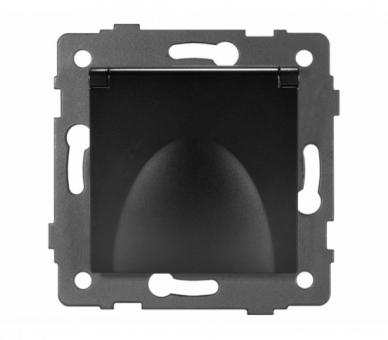 Gniazdo pojedyncze 2P+Z z klapką 16A-250V~, czarne, Modern-Q TG-MQ-51CB