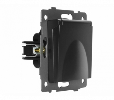 Gniazdo pojedyncze 2P+Z z klapką 16A-250V~, czarne, Modern-Q TG-MQ-51CB