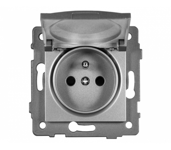 Gniazdo pojedyncze 2P+Z z klapką 16A-250V~, szare, Modern-Q TG-MQ-51CG