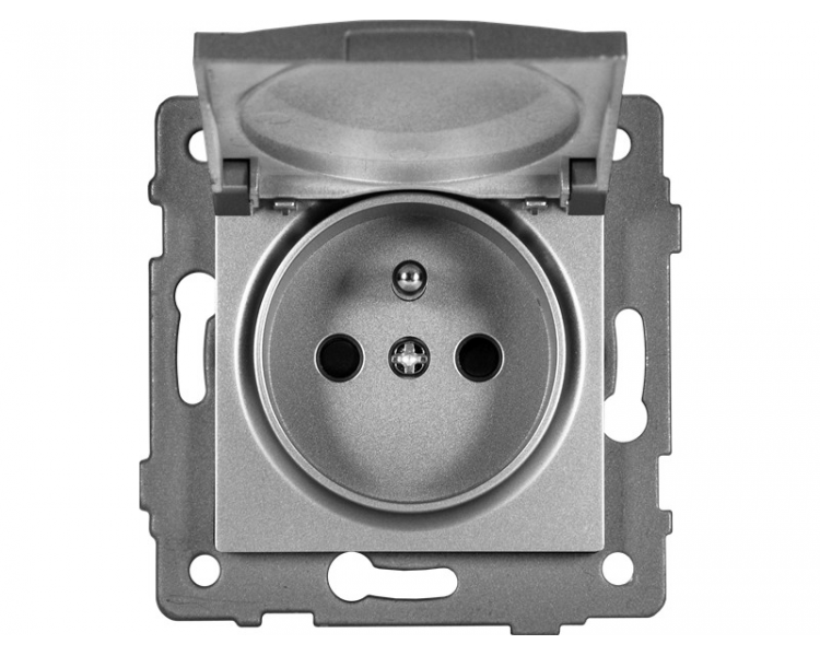 Gniazdo pojedyncze 2P+Z z klapką 16A-250V~, szare, Modern-Q TG-MQ-51CG