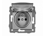 Gniazdo pojedyncze 2P+Z z klapką 16A-250V~, szare, Modern-Q TG-MQ-51CG