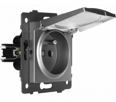 Gniazdo pojedyncze 2P+Z z klapką 16A-250V~, szare, Modern-Q TG-MQ-51CG