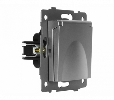 Gniazdo pojedyncze 2P+Z z klapką 16A-250V~, szare, Modern-Q TG-MQ-51CG