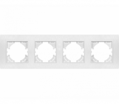 Ramka poczwórna biały plastik szczotkowany (linia Basic Touch), Modern-Q TG-MQ-PB004W