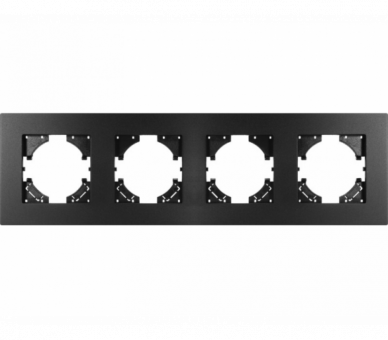 Ramka poczwórna czarne aluminium gładkie (linia Alu Pure), Modern-Q TG-MQ-AS004B