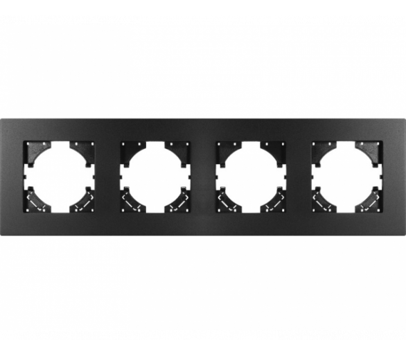 Ramka poczwórna czarne aluminium gładkie (linia Alu Pure), Modern-Q TG-MQ-AS004B