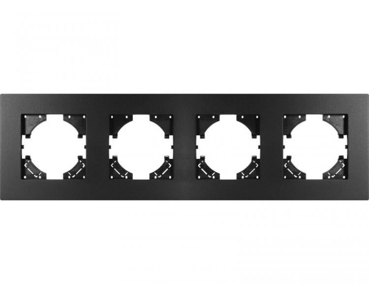Ramka poczwórna czarne aluminium gładkie (linia Alu Pure), Modern-Q TG-MQ-AS004B