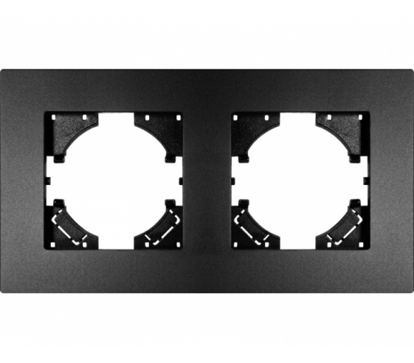 Ramka podwójna czarne aluminium gładkie (linia Alu Pure), Modern-Q TG-MQ-AS002B