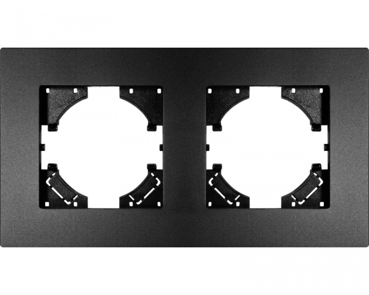 Ramka podwójna czarne aluminium gładkie (linia Alu Pure), Modern-Q TG-MQ-AS002B