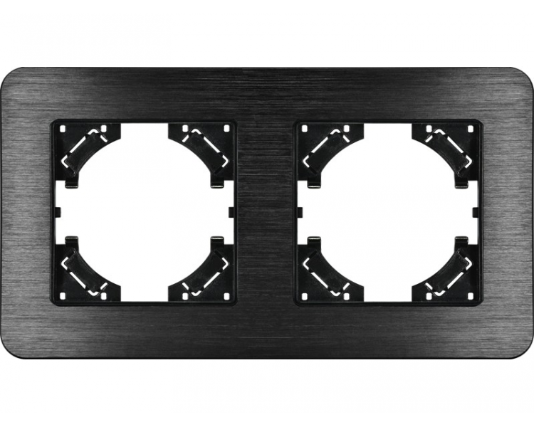Ramka podwójna czarne aluminium szczotkowane (linia Alu Touch), Modern-Q TG-MQ-AB002B