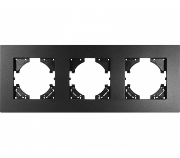 Ramka potrójna czarne aluminium gładkie (linia Alu Pure), Modern-Q TG-MQ-AS003B