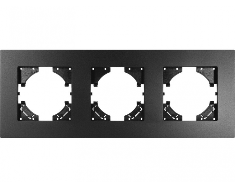 Ramka potrójna czarne aluminium gładkie (linia Alu Pure), Modern-Q TG-MQ-AS003B