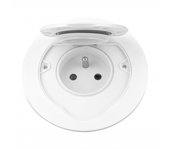 Gniazdo hermetyczne Orno OR‑GM‑9030/W, 230 V 1×2P+Z (FR), IP55, okrągłe