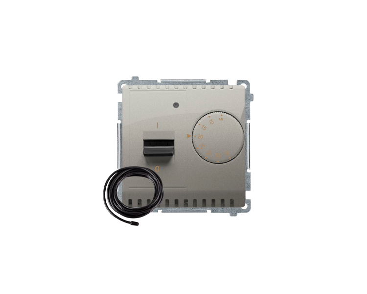Regulator temperatury z wyświetlaczem z czujnikiem zewnętrzym (sonda) satynowy, metalizowany BMRT10ZS.02/29