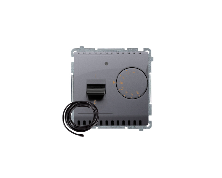 Regulator temperatury z wyświetlaczem z czujnikiem zewnętrzym (sonda) srebrny mat, metalizowany BMRT10ZS.02/43