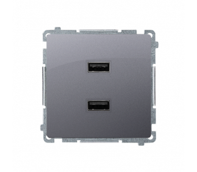 Ładowarka USB podwójna srebrny mat, metalizowany BMC2USB.01/43