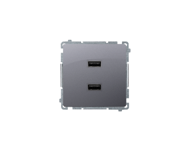 Ładowarka USB podwójna srebrny mat, metalizowany BMC2USB.01/43