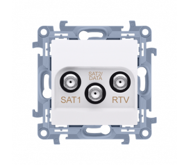 Gniazdo antenowe SAT-SAT-RTV satelitarne podwójne tłum.:1dB biały CASK2F.01/11