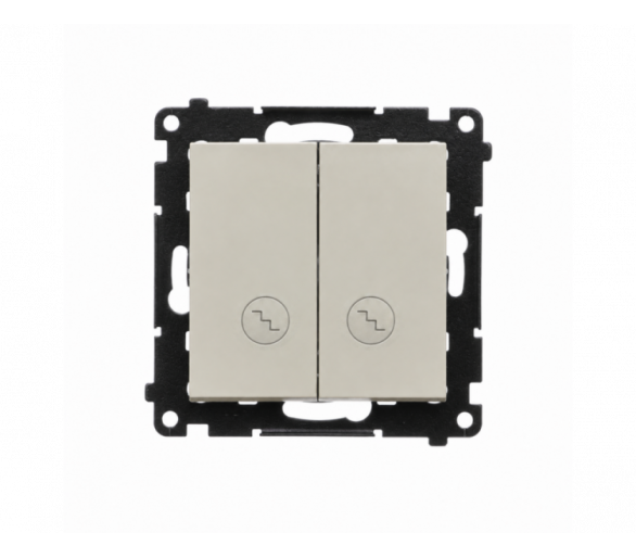 Łącznik schodowy podwójny z podświetleniem LED, IP20, kaszmirowy Simon 55 TW6/2L2.01/142