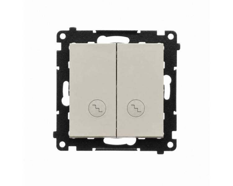 Łącznik schodowy podwójny z podświetleniem LED, IP20, kaszmirowy Simon 55 TW6/2L2.01/142