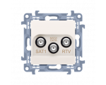 Gniazdo antenowe SAT-SAT-RTV satelitarne podwójne tłum.:1dB kremowy CASK2F.01/41