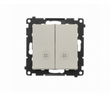 Łącznik krzyżowy podwójny z podświetleniem LED, IP20, kaszmirowy Simon 55 TW7/2L2.01/142