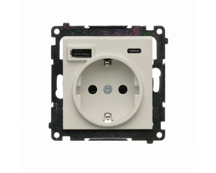 Gniazdo z ładowarką USB, IP20, 16A, kaszmirowy Simon 55 TGSZ1ZUSB2CA.01/142
