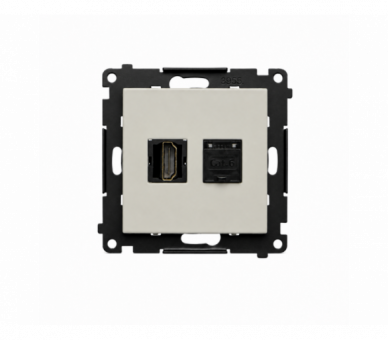 Gniazdo HDMI + komputerowe RJ45 kat.6., IP20, kaszmirowy Simon 55 TGHRJ45.01/142