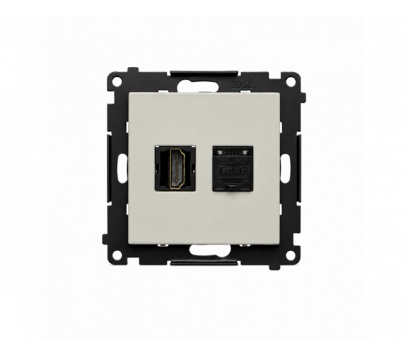 Gniazdo HDMI + komputerowe RJ45 kat.6., IP20, kaszmirowy Simon 55 TGHRJ45.01/142
