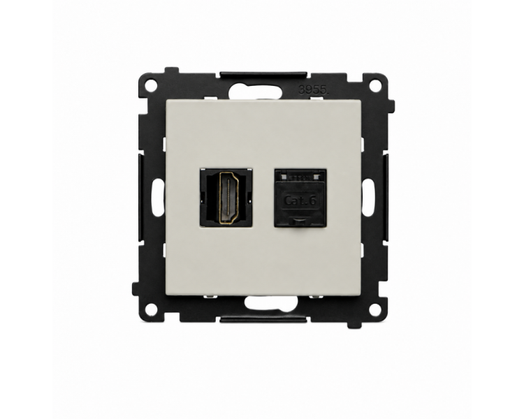 Gniazdo HDMI + komputerowe RJ45 kat.6., IP20, kaszmirowy Simon 55 TGHRJ45.01/142