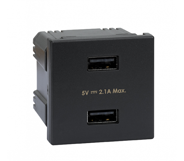 Ładowarka USB K45 USB 2.0 - A 5V DC 2,1A 45×45mm grafit K126E/14