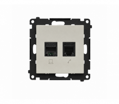 Gniazdo komputerowe RJ45 kategoria 5e + telefoniczne RJ12, IP20, kaszmirowy Simon 55 T5F.01/142