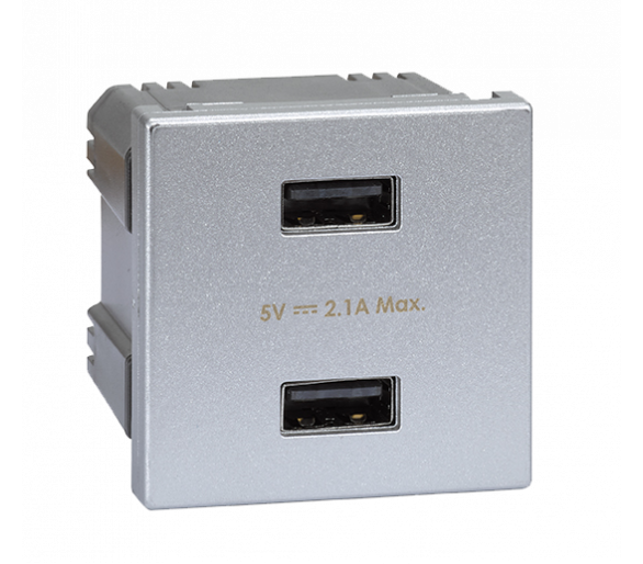 Ładowarka USB K45 USB 2.0 - A 5V DC 2,1A 45×45mm aluminium K126E/8