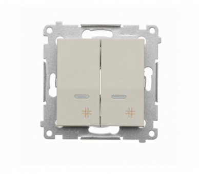 Łącznik krzyżowy podwójny z podświetleniem LED, IP20, kaszmirowy Simon 54 DW7/2L.01/42