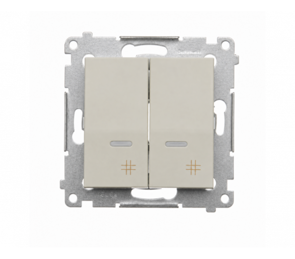 Łącznik krzyżowy podwójny z podświetleniem LED, IP20, kaszmirowy Simon 54 DW7/2L.01/42