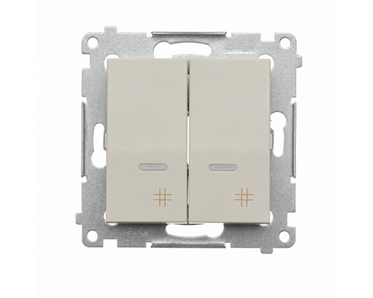 Łącznik krzyżowy podwójny z podświetleniem LED, IP20, kaszmirowy Simon 54 DW7/2L.01/42