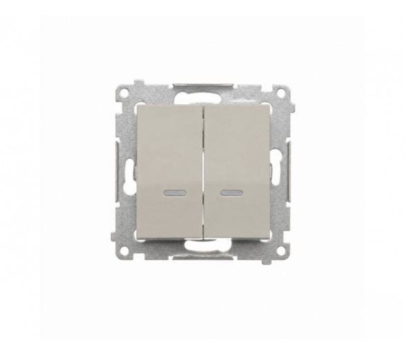 Łącznik krzyżowy podwójny z podświetleniem LED bez piktogramu, IP20, kaszmirowy Simon 54 DW7/2L.01/X/42