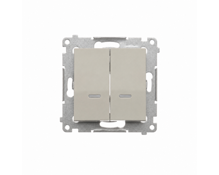 Łącznik krzyżowy podwójny z podświetleniem LED bez piktogramu, IP20, kaszmirowy Simon 54 DW7/2L.01/X/42
