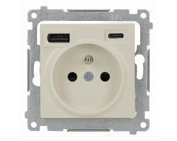 Gniazdo z ładowarką USB, IP20, 16A, kaszmirowy Simon 54 DGZ1ZUSB2CA.01/42