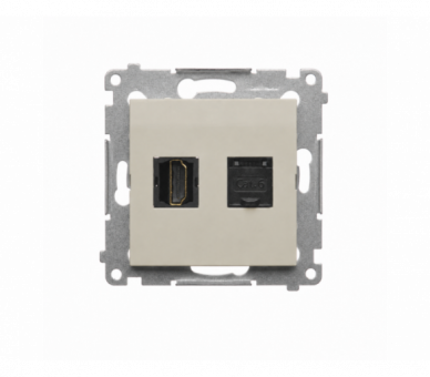Gniazdo HDMI + komputerowe RJ45 kat.6., IP20, kaszmirowy Simon 54 DGHRJ45.01/42