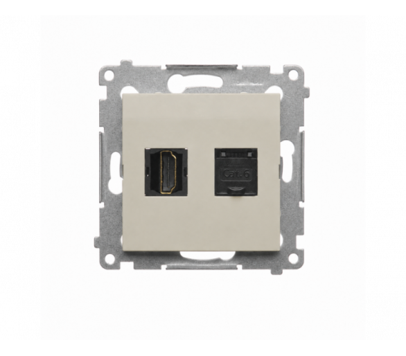 Gniazdo HDMI + komputerowe RJ45 kat.6., IP20, kaszmirowy Simon 54 DGHRJ45.01/42