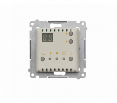 Regulator temperatury z wyświetlaczem (czujnik wewnętrzny), IP20, kaszmirowy Simon 54 DTRNW.01/42