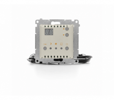 Regulator temperatury z wyświetlaczem z czujnikiem zewnętrznym (sonda), IP20, kaszmirowy Simon 54 DTRNSZ.01/42