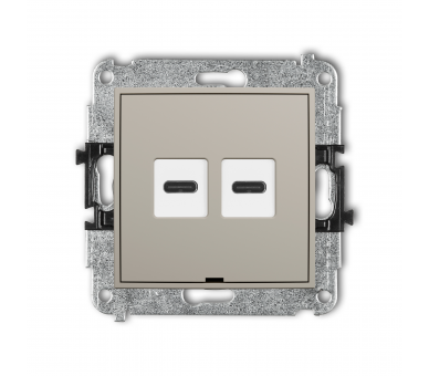 Ładowarka USB podwójna 2xUSB C, 30W max., bez pola opisowego, taupe Karlik Mini 60MCUSBBO-9