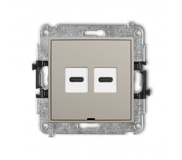 Ładowarka USB podwójna 2xUSB C, 30W max., bez pola opisowego, taupe Karlik Mini 60MCUSBBO-9