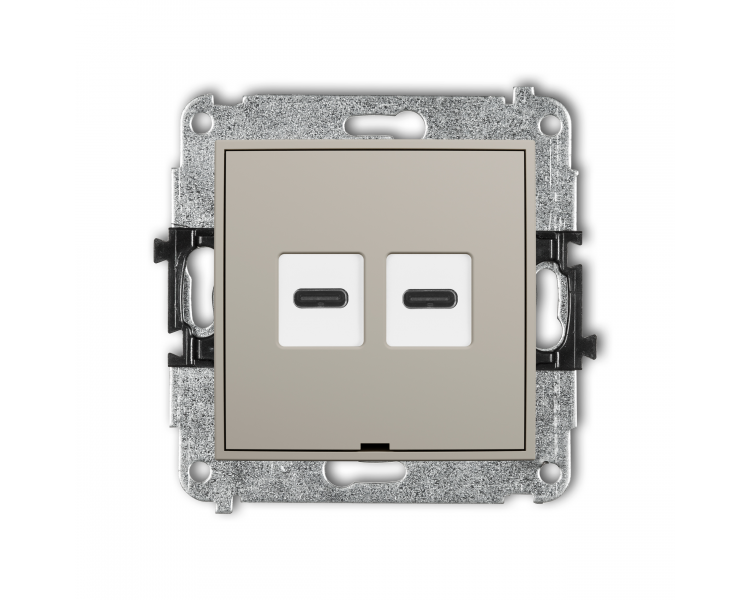 Ładowarka USB podwójna 2xUSB C, 30W max., bez pola opisowego, taupe Karlik Mini 60MCUSBBO-9
