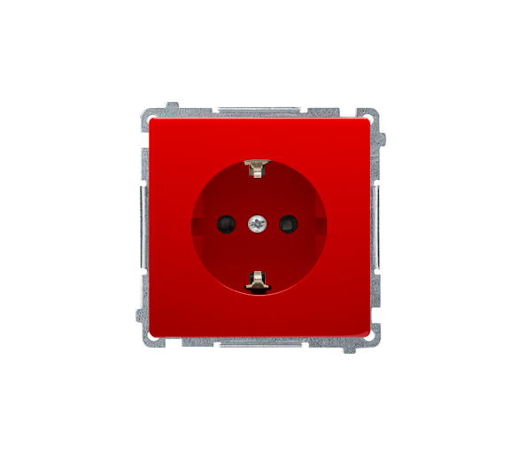 Gniazdo wtyczkowe pojedyncze z uziemieniem typu Schuko z przesłonami torów prądowych czerwony 16A BMGSZ1Z.01/22