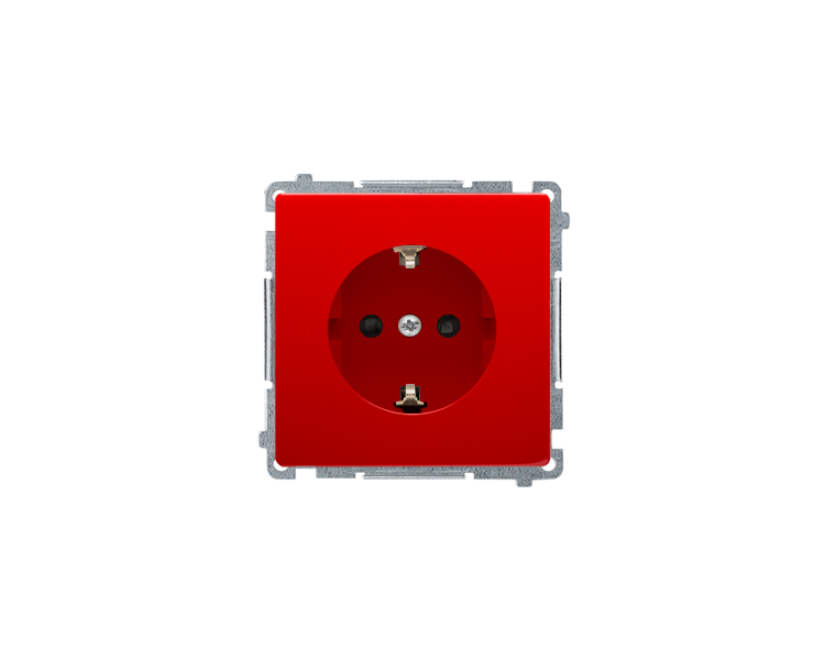 Gniazdo wtyczkowe pojedyncze z uziemieniem typu Schuko z przesłonami torów prądowych czerwony 16A BMGSZ1Z.01/22