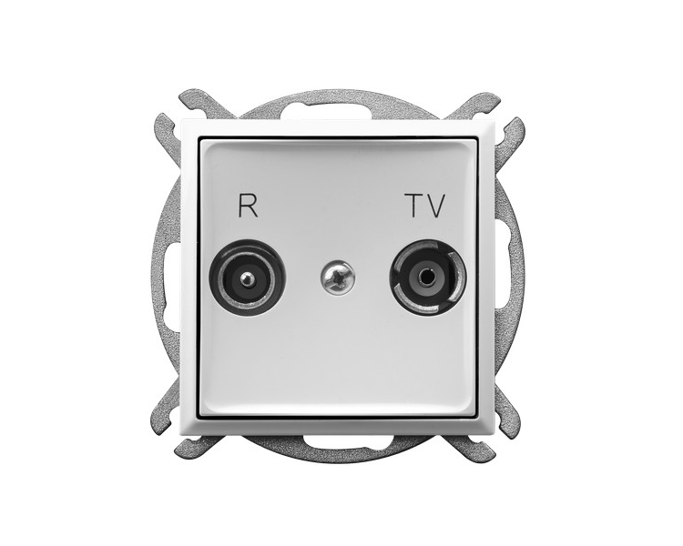 Gniazdo RTV przelotowe 16-dB biały Aria GPA-16UP/m/00