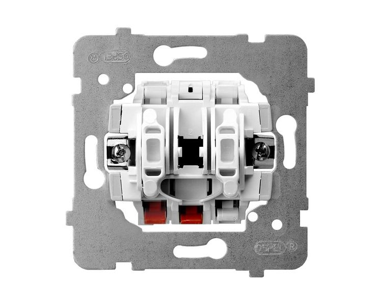 Mechanizm łącznika schodowego + jednobiegunowego biały Aria (elementy) M1ŁP-9/B